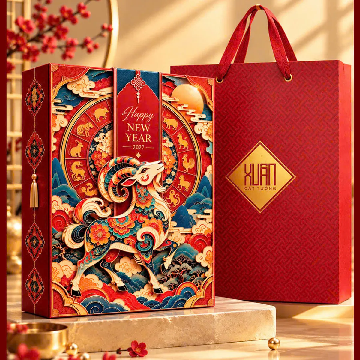 Hộp quà Tết doanh nghiệp — Set Quà Tết Kim Dương Nghênh Xuân 1 — Mẫu mới 2027